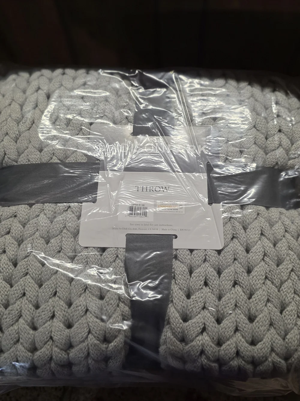 Madison Park Chunky Double Knit Handmade Throw – Gray – New
